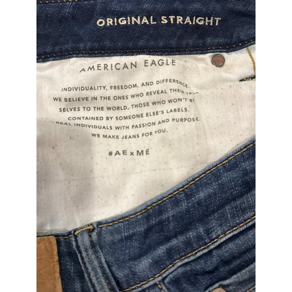 American Eagle Mens Original Straight Jeans 32x29 Next Level Airflex Blue Denim - Picture 4 of 6
